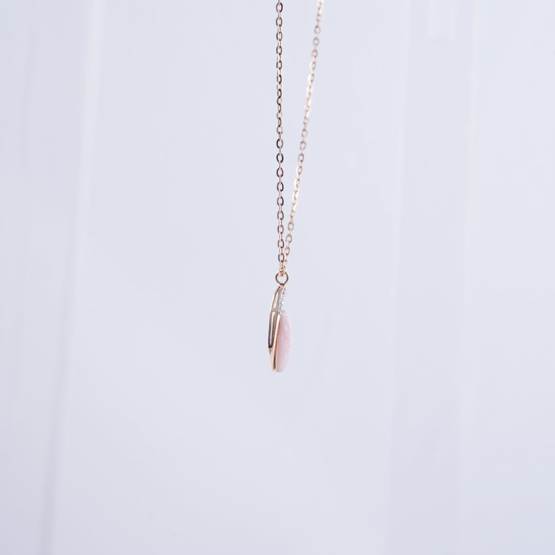 18K Gold Pendant Necklace with CZ Stones