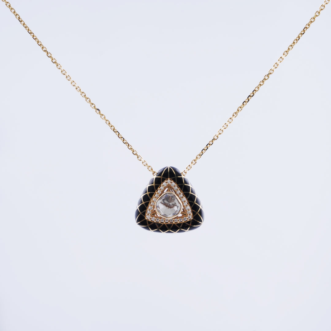 18K Gold Pendant Necklace with CZ Stones