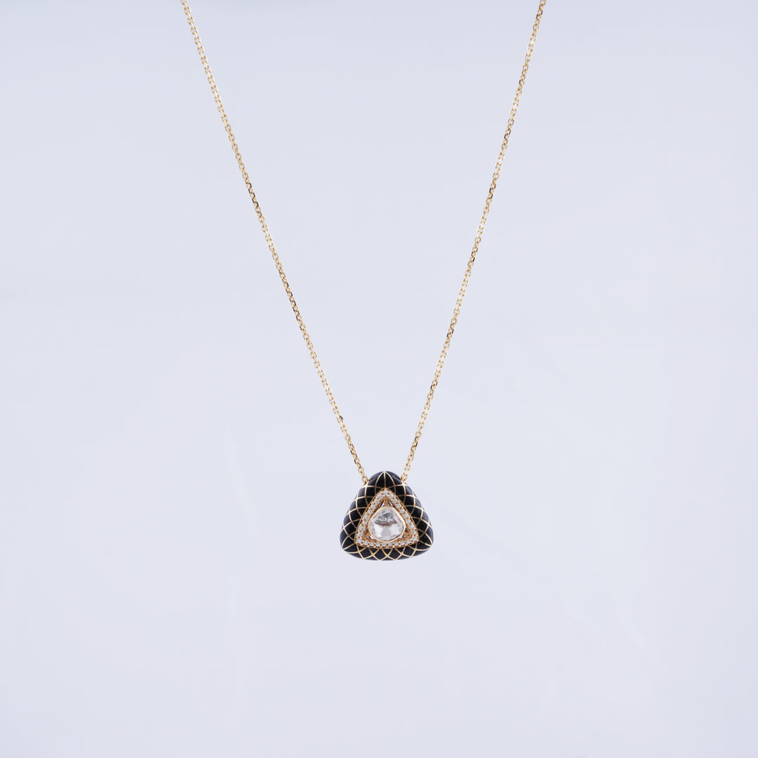 18K Gold Pendant Necklace with CZ Stones