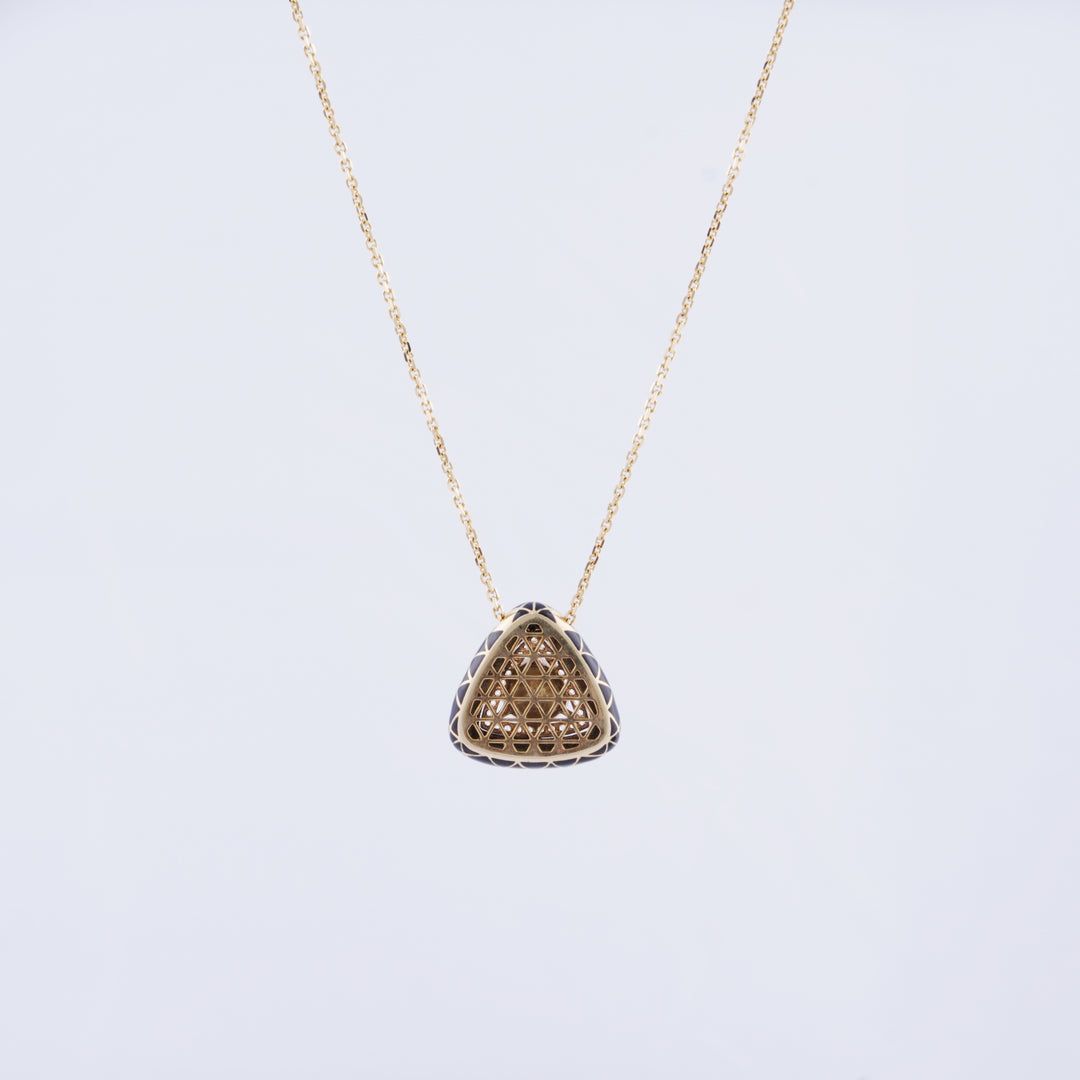 18K Gold Pendant Necklace with CZ Stones