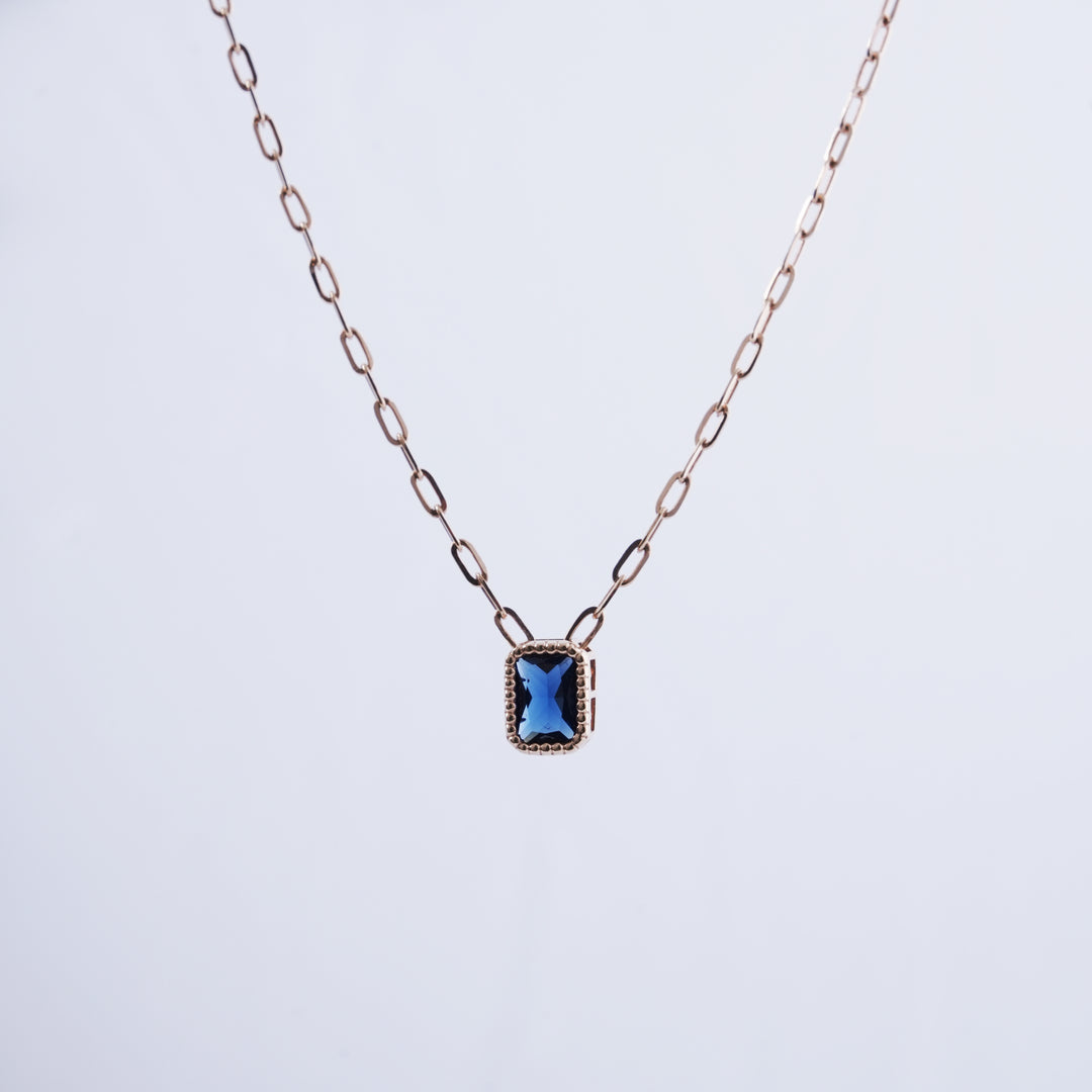 18K Gold Necklace with CZ Stones