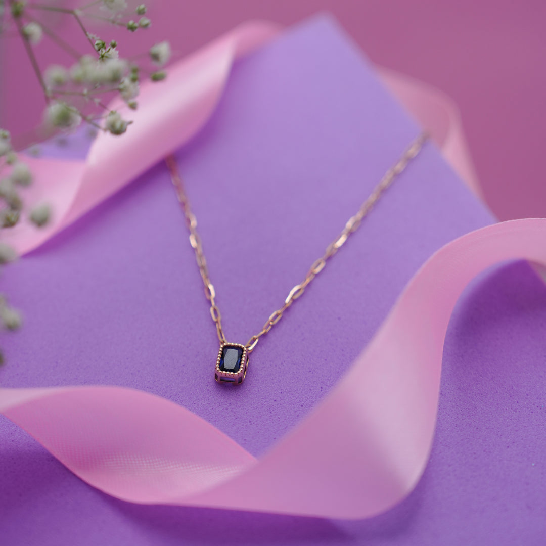 18K Gold Necklace with CZ Stones