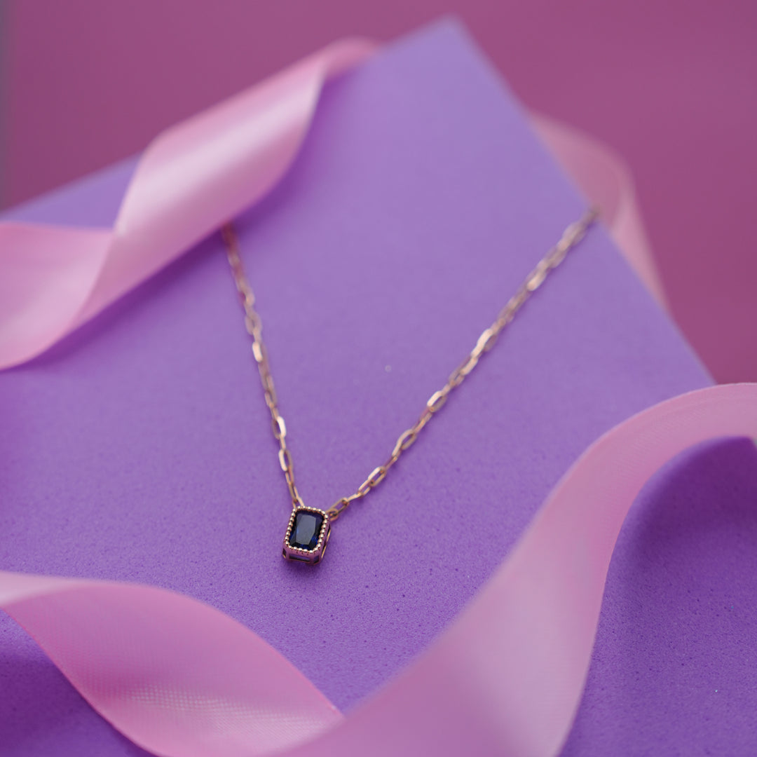 18K Gold Necklace with CZ Stones