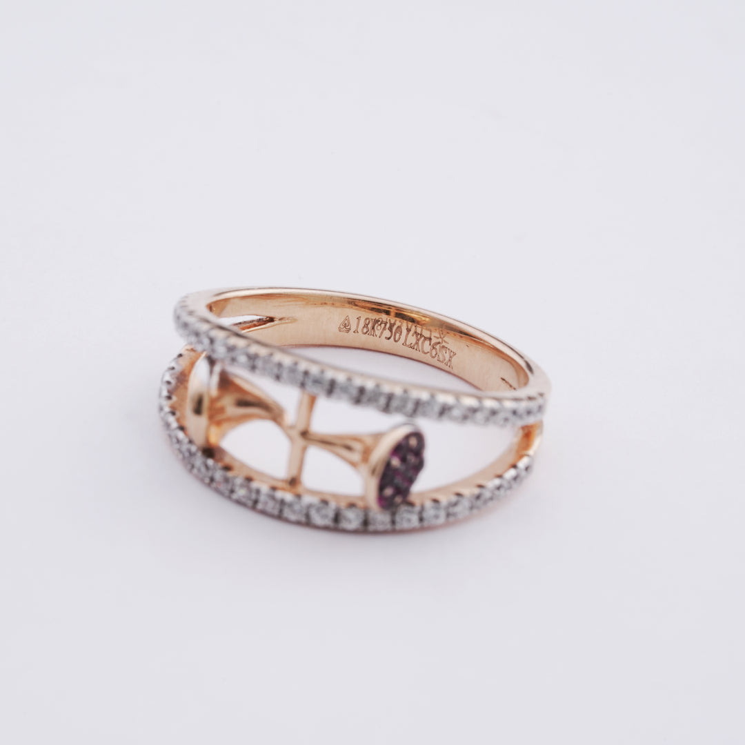 18K Gold Ring with CZ Stones