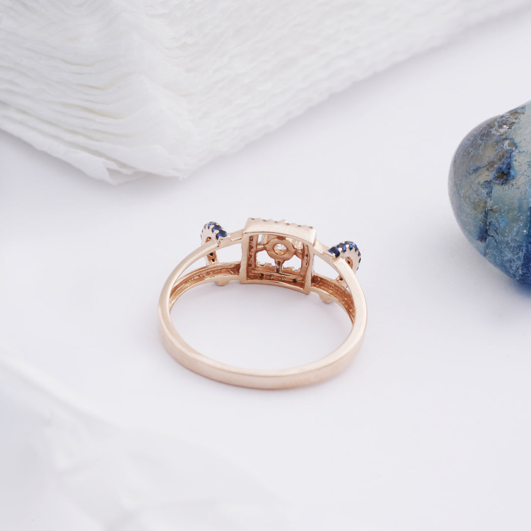 18K Gold Ring with CZ Stones