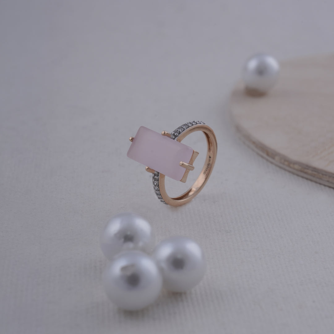 18K Gold Ring with CZ Stones