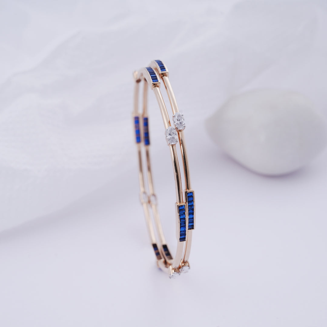 18K Gold Bangle with Multicolour Stones