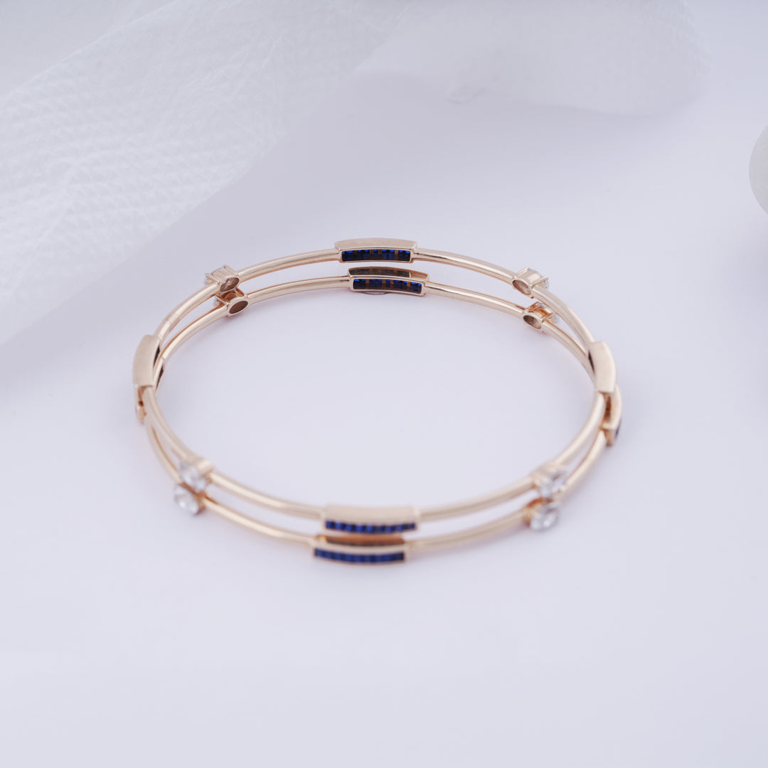 18K Gold Bangle with Multicolour Stones