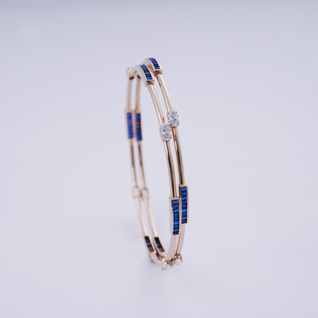 18K Gold Bangle with Multicolour Stones