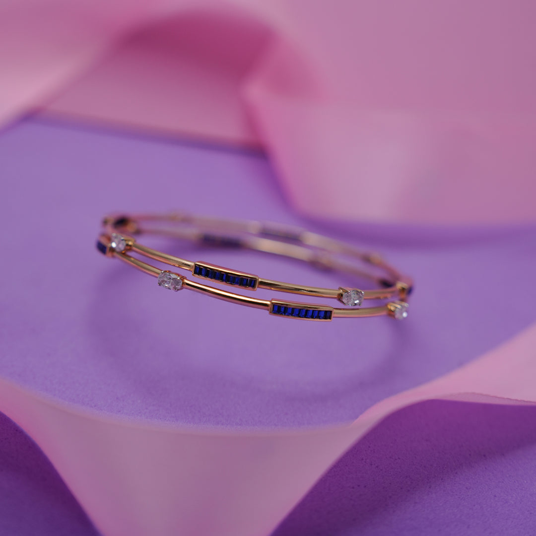 18K Gold Bangle with Multicolour Stones