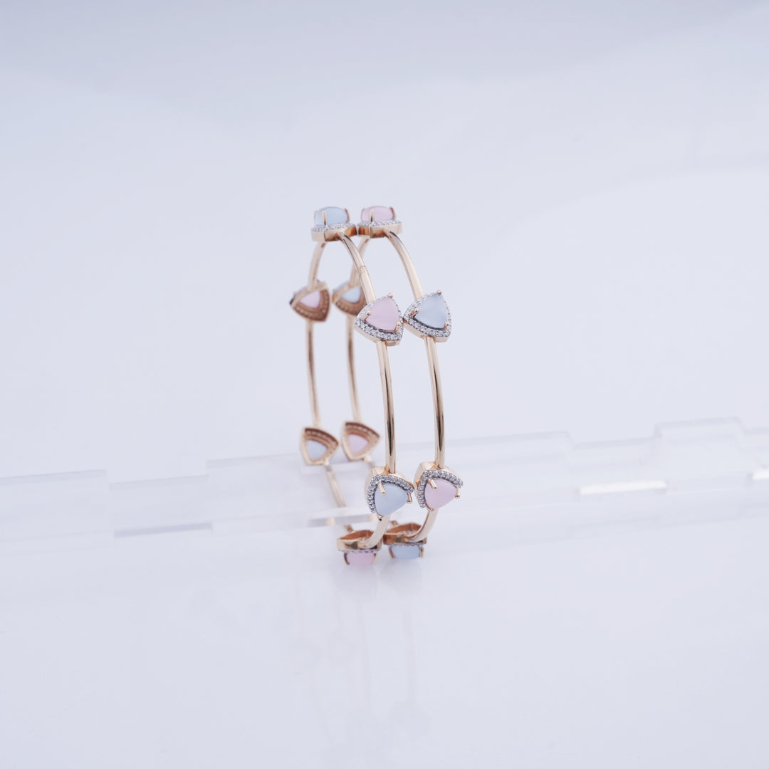 18K Gold Bangle with CZ Stones ( Single Bangle only available now )