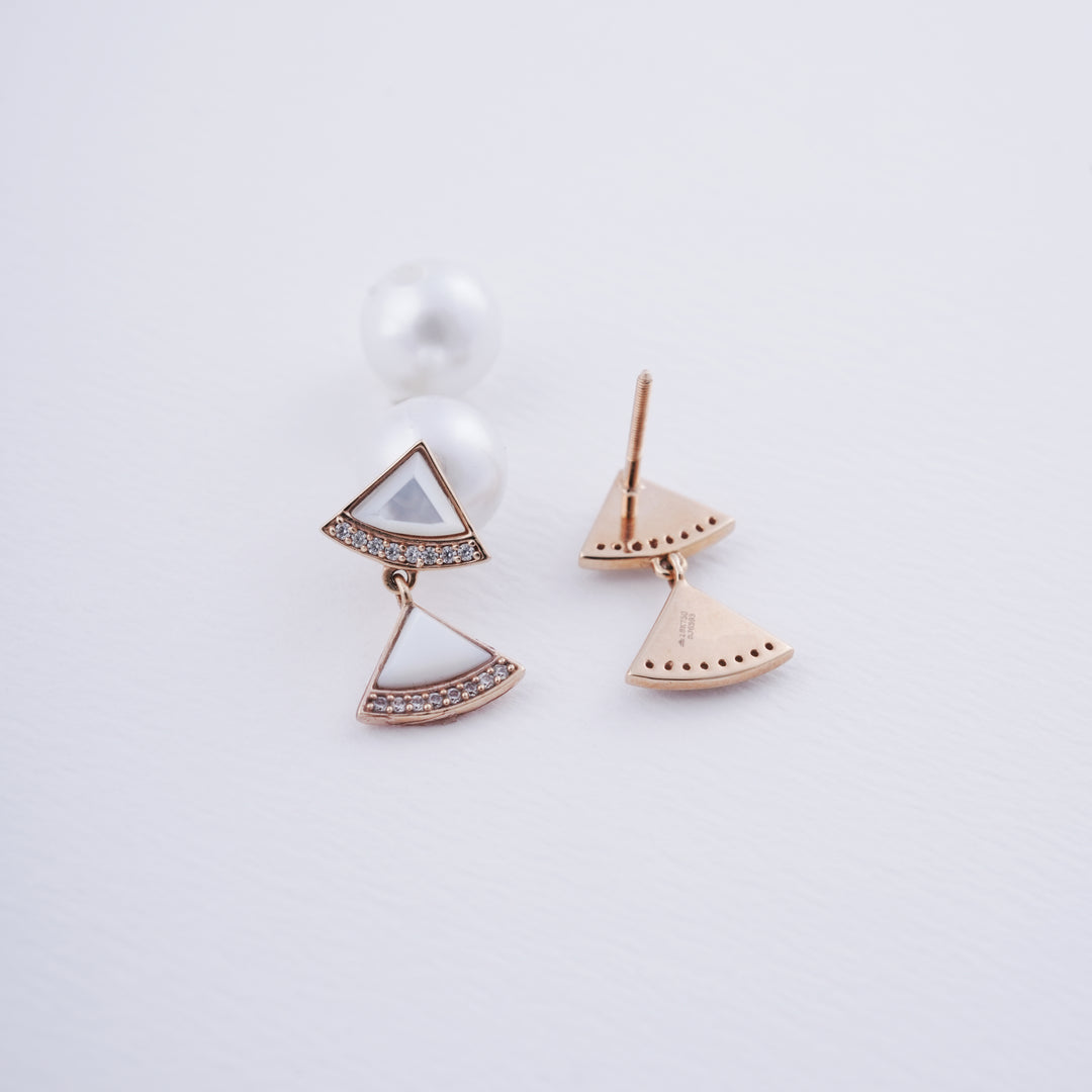 18K Gold Drop Earrings with CZ Stones