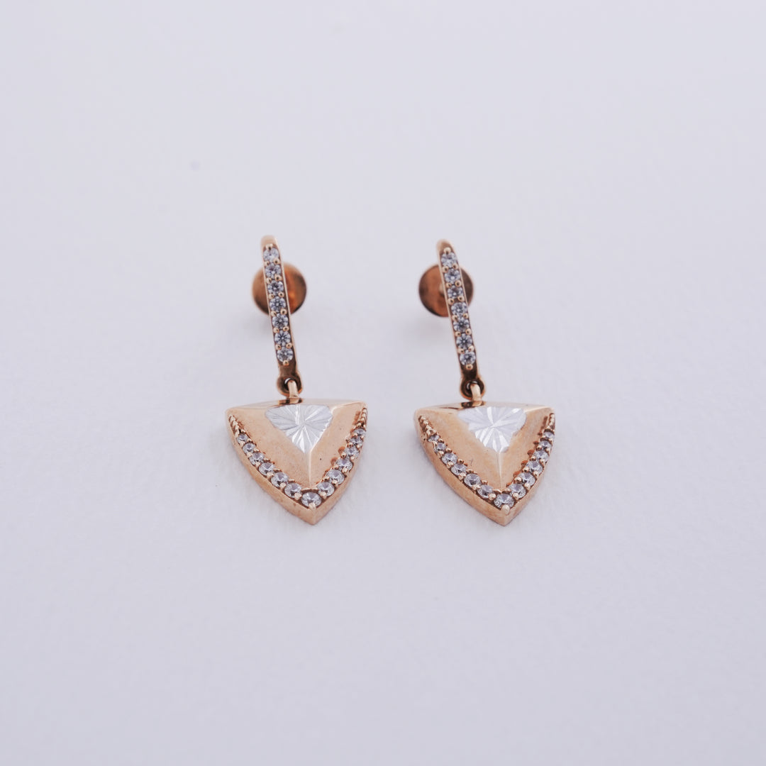 18K Gold Drop Earrings with CZ Stones