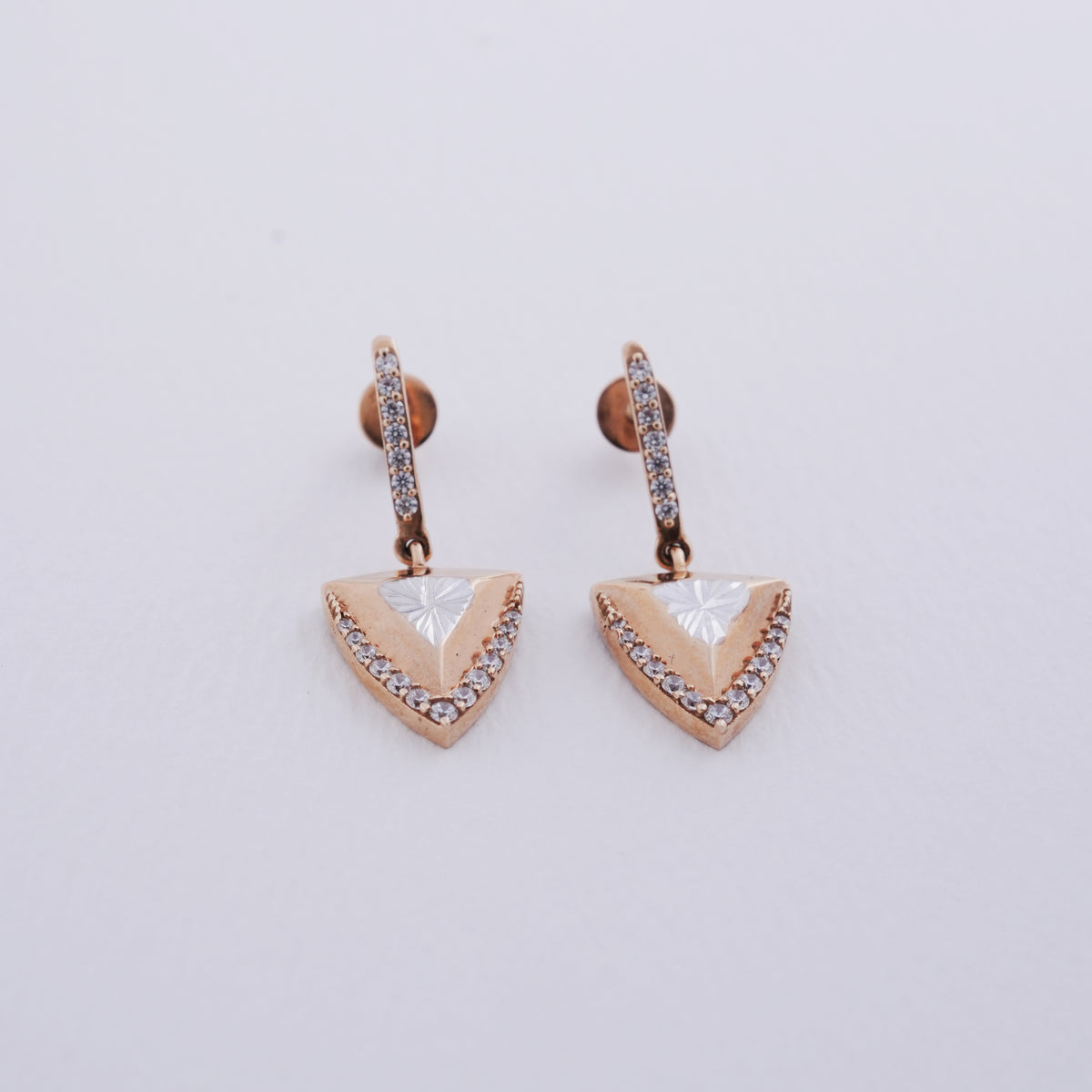 18k gold drop earrings with cz stones