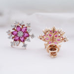 Load image into Gallery viewer, 18K Gold Floral Stud Earrings with Multicolour Stones

