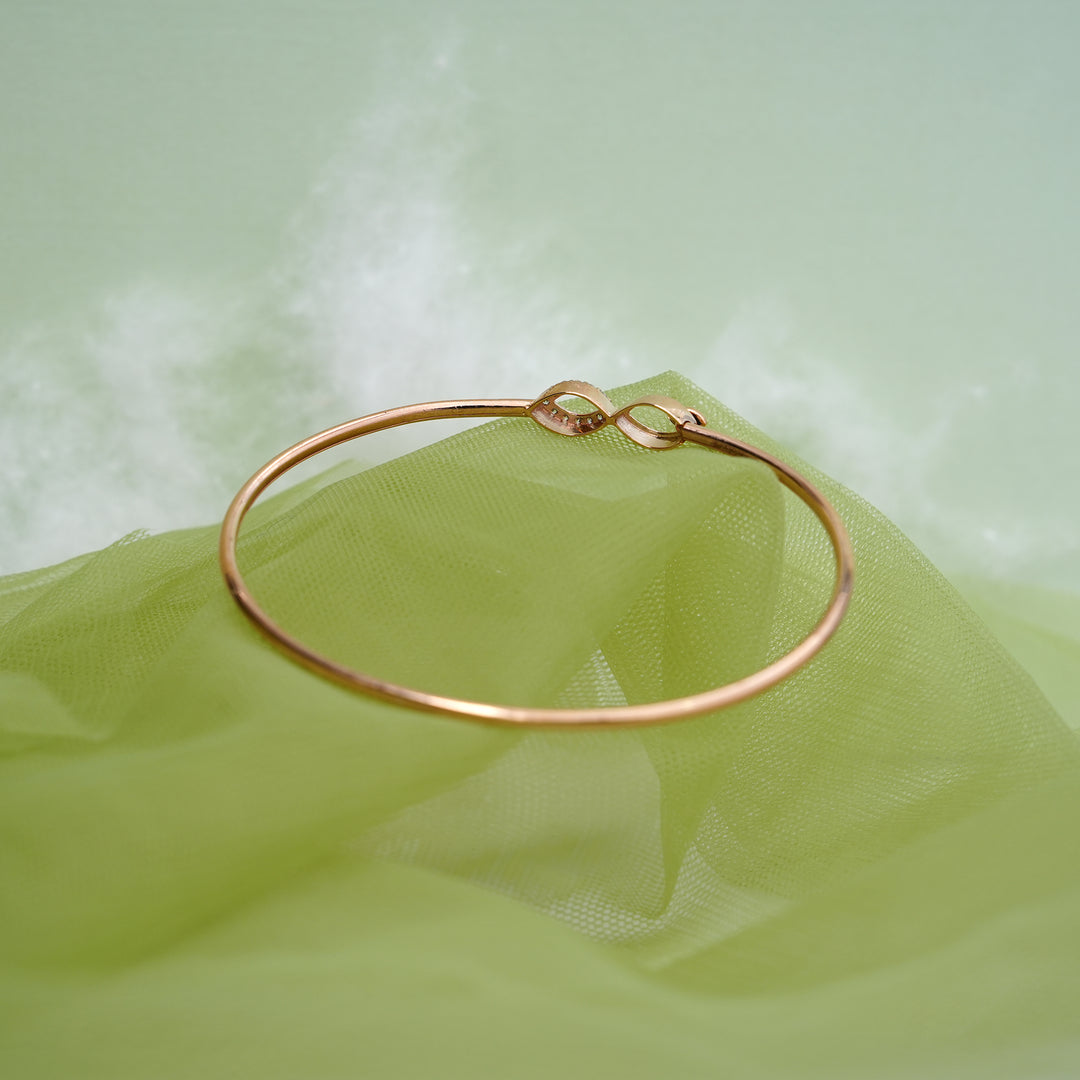 9K Rose Gold Bangle with CZ Stones for Office wear