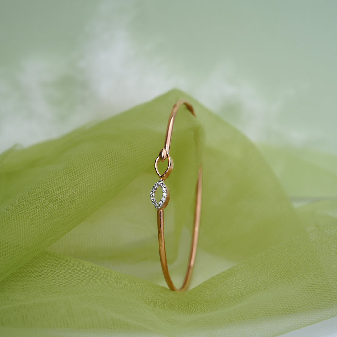 9K Rose Gold Bangle with CZ Stones for Office wear