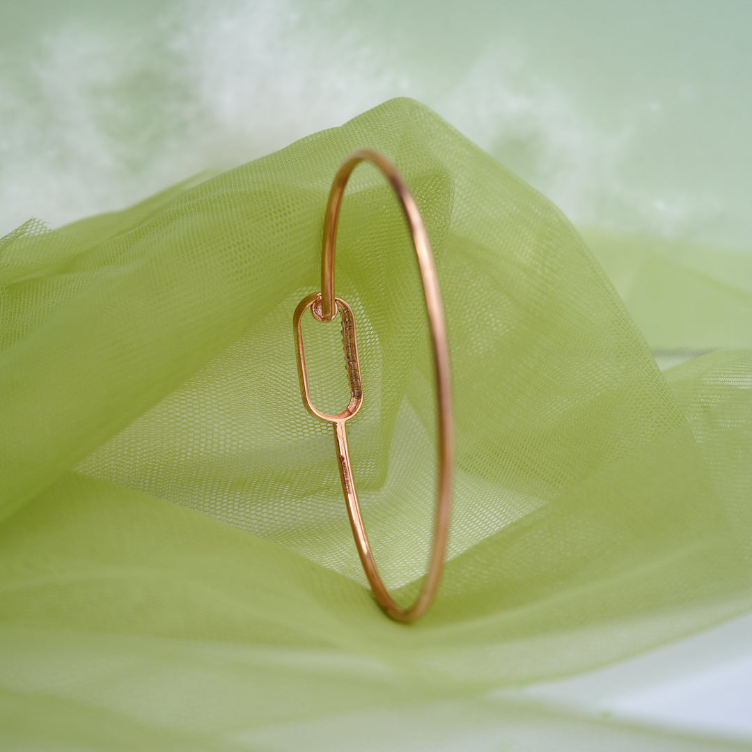 9K Rose Gold Bangle with CZ Stones for Office wear