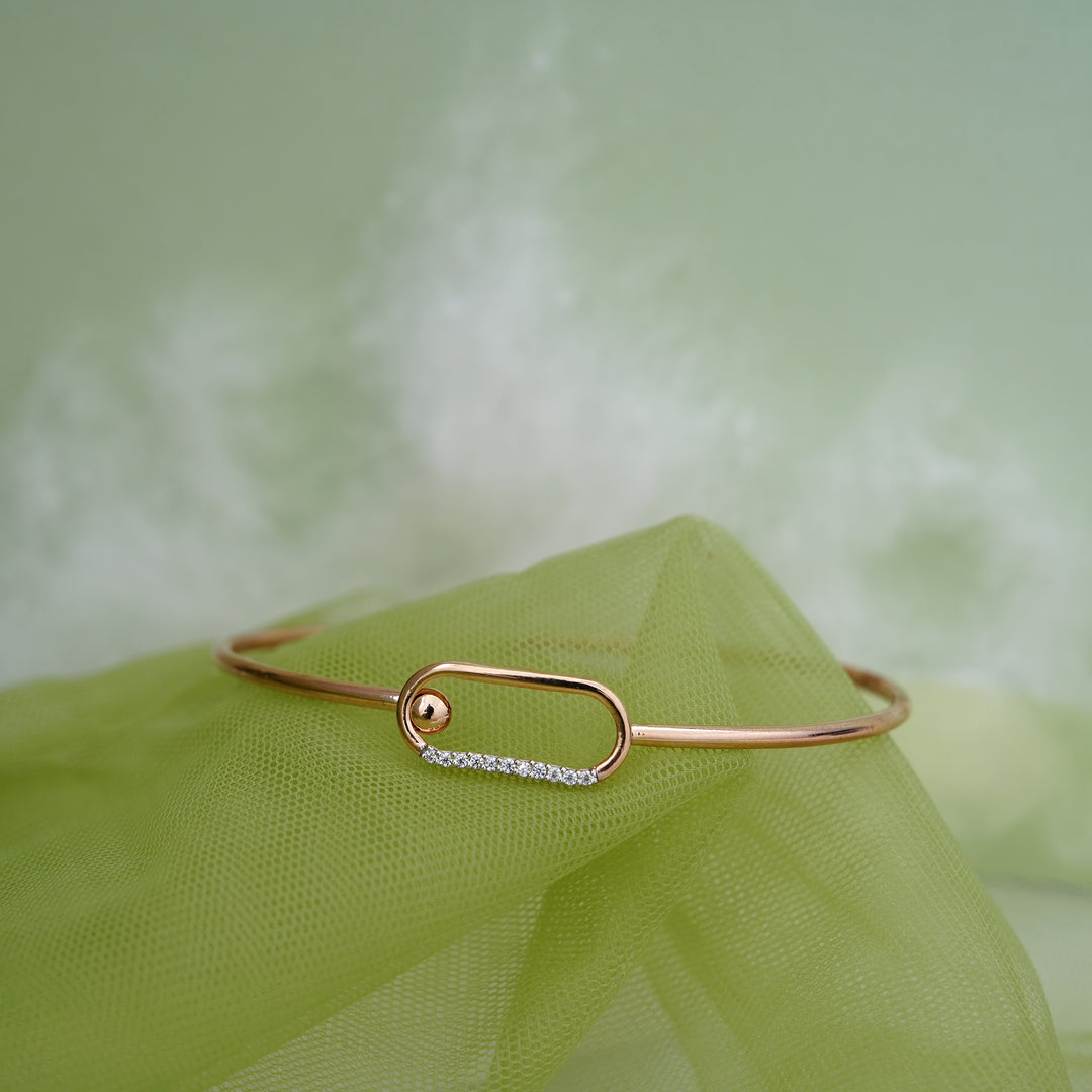 9K Rose Gold Bangle with CZ Stones for Office wear