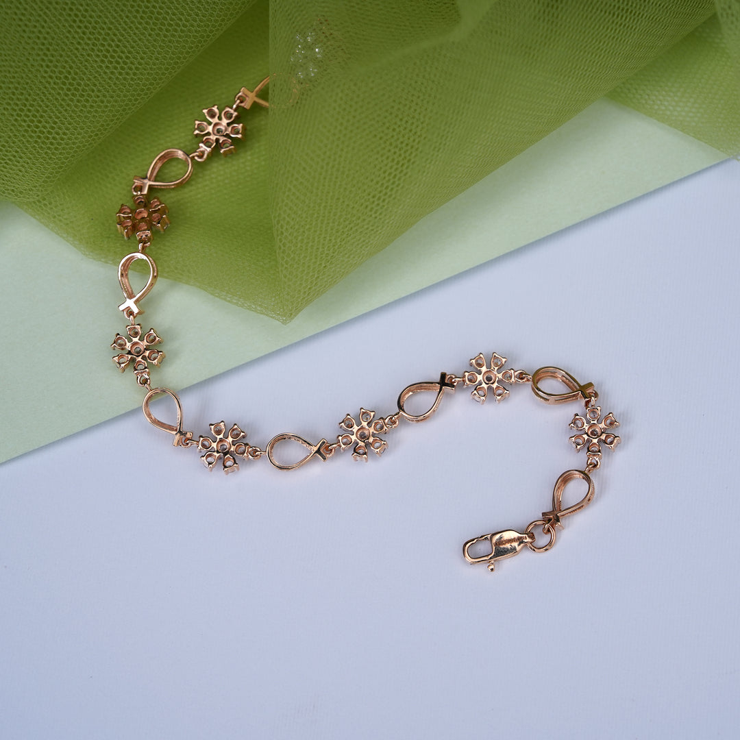 9K Rose Gold Bracelet with CZ Stones