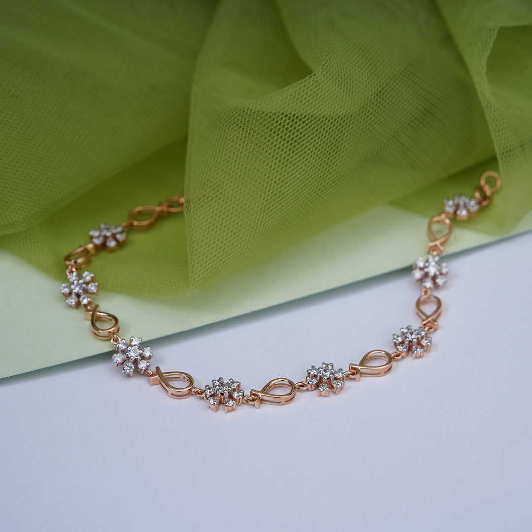 9K Rose Gold Bracelet with CZ Stones