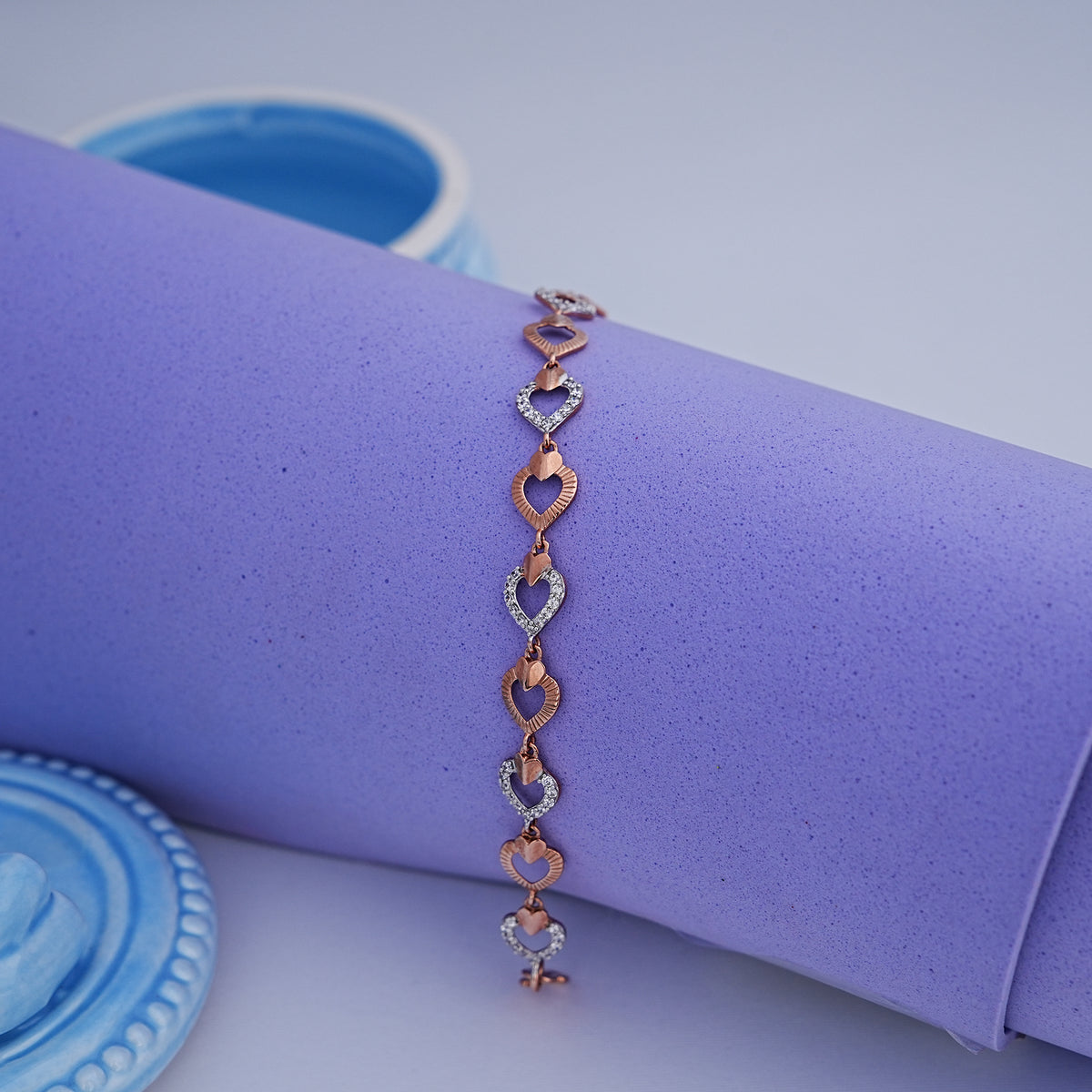 9k rose gold bracelet with cz stone