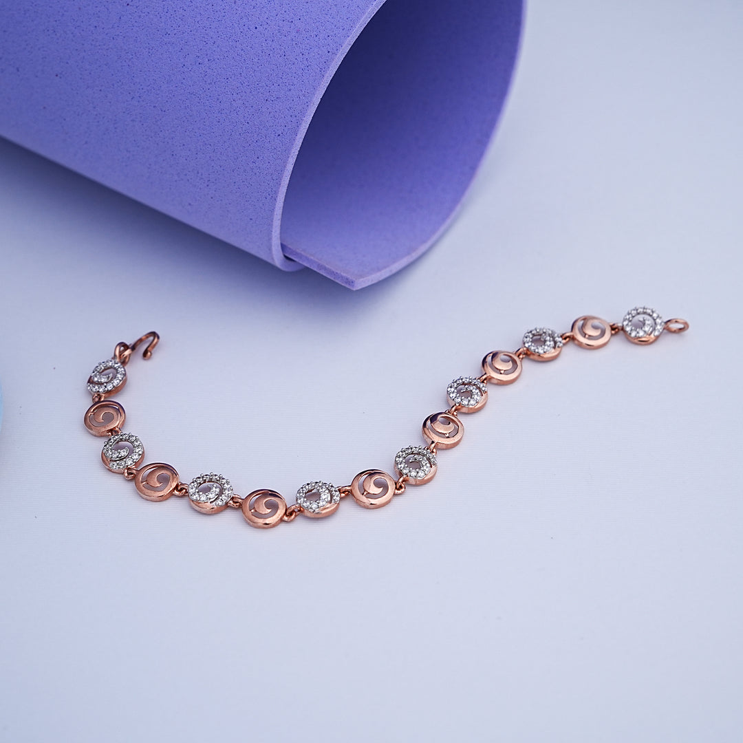 9K Rose Gold Bracelet with CZ Stone