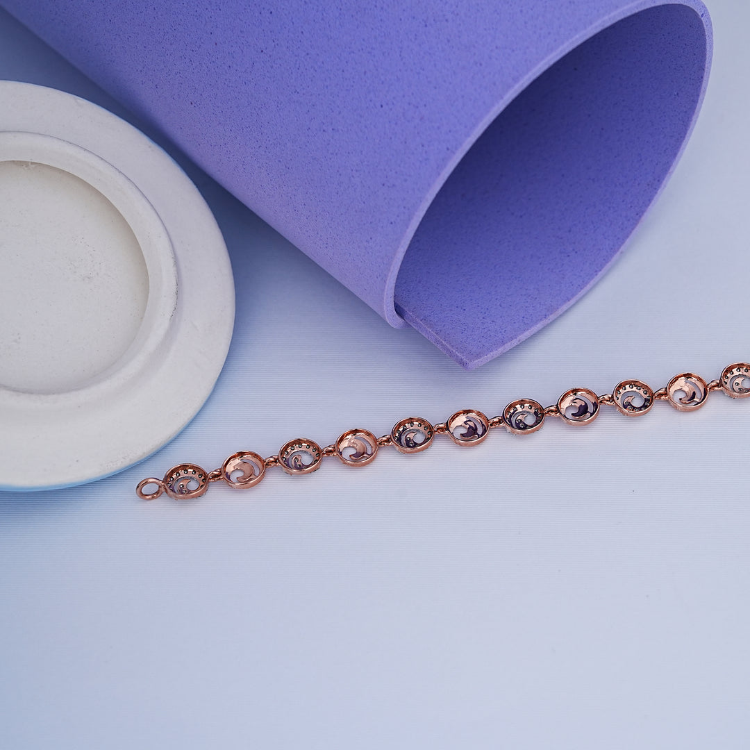 9K Rose Gold Bracelet with CZ Stone