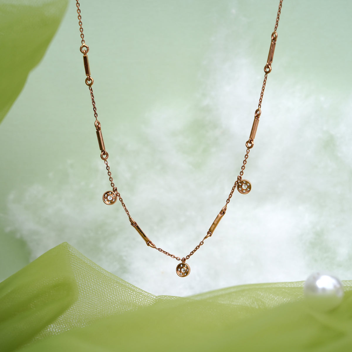 9k rose gold necklace with cz stones