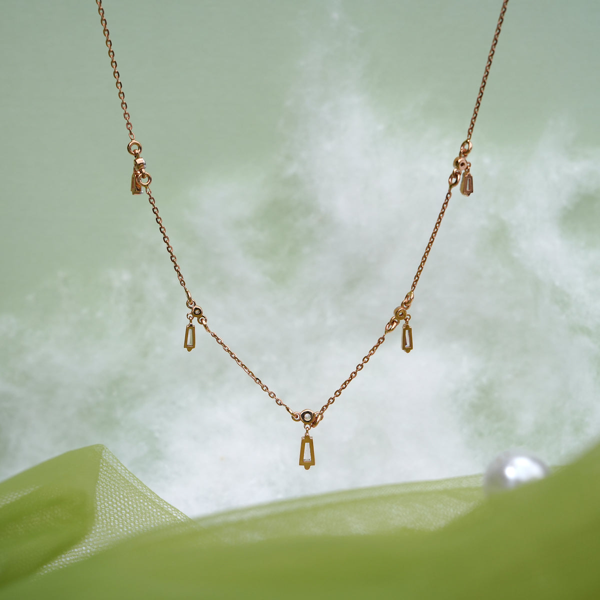 9k rose gold necklace with cz stones