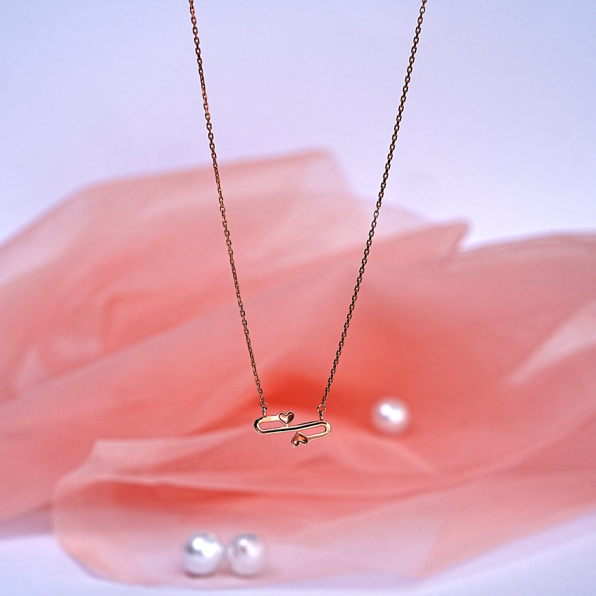 9k gold heart necklace with cz stones