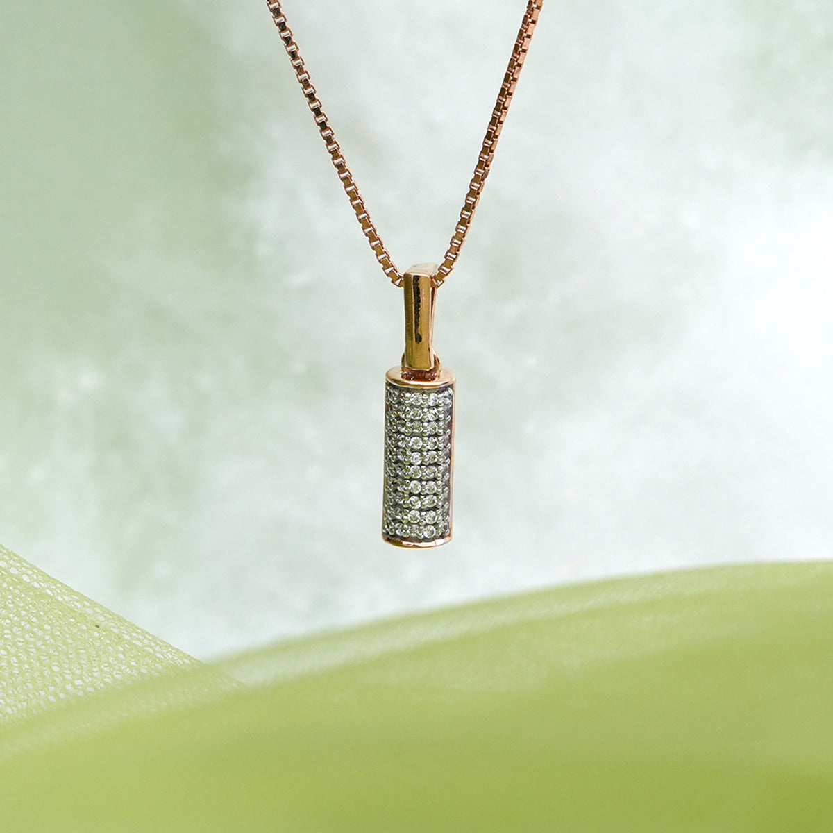 9k rose gold pendant necklace with cz stones