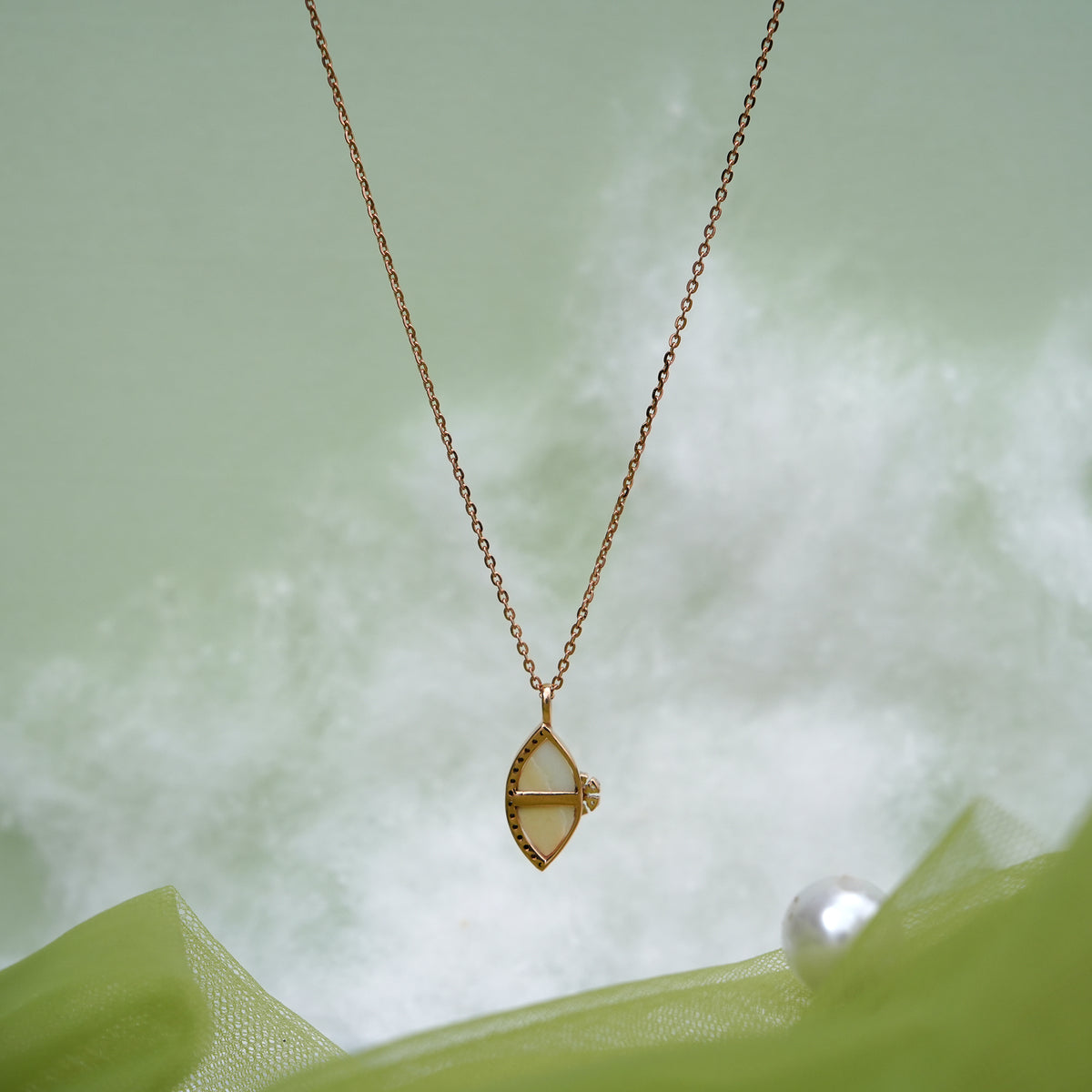 9k rose gold pendant necklace with cz stones