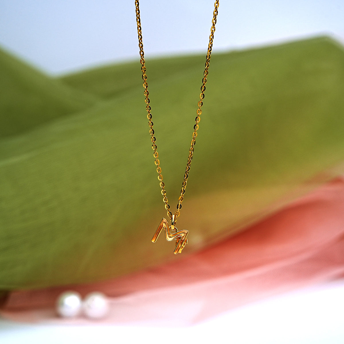 9k gold alphabet pendant necklace for office wear