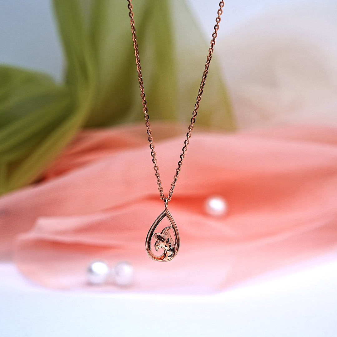 9K Gold Pendant Necklace with CZ Stones for Office wear
