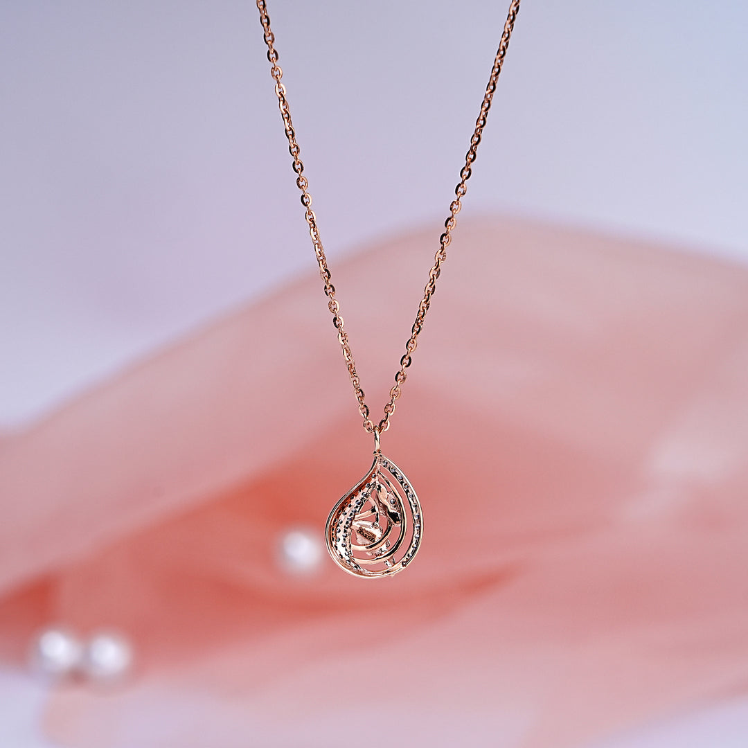 9K Gold Pendant Necklace with CZ Stones for Office wear