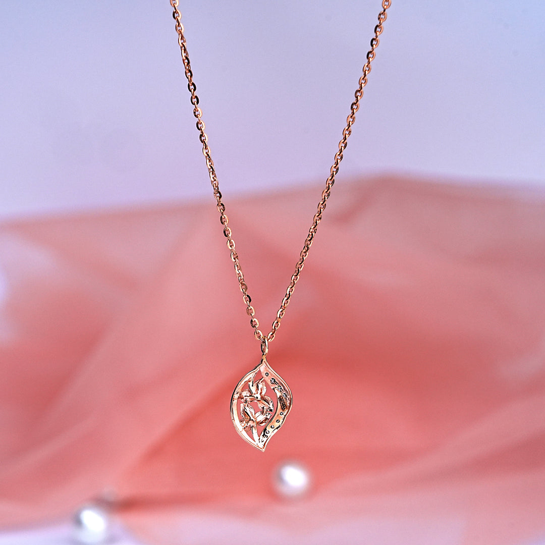 9K Gold Pendant Necklace with CZ Stones for Office wear