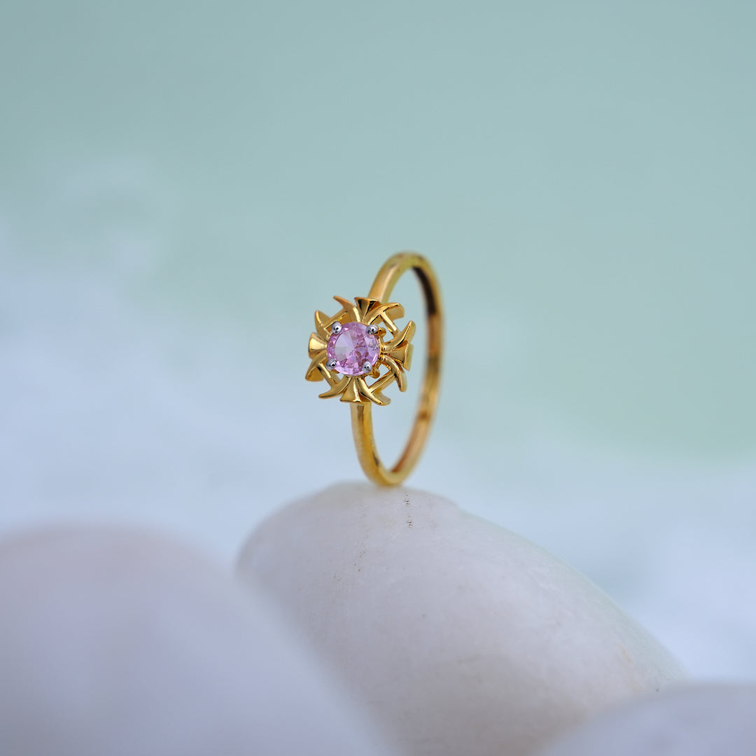 9K Gold Ring with Colour Stone