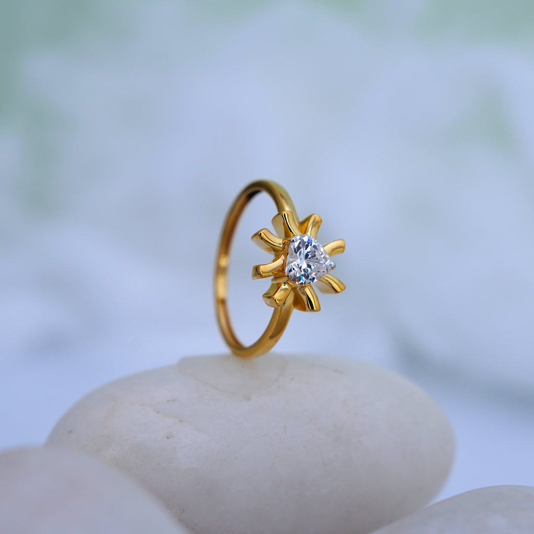 9K Gold Ring with CZ Stones