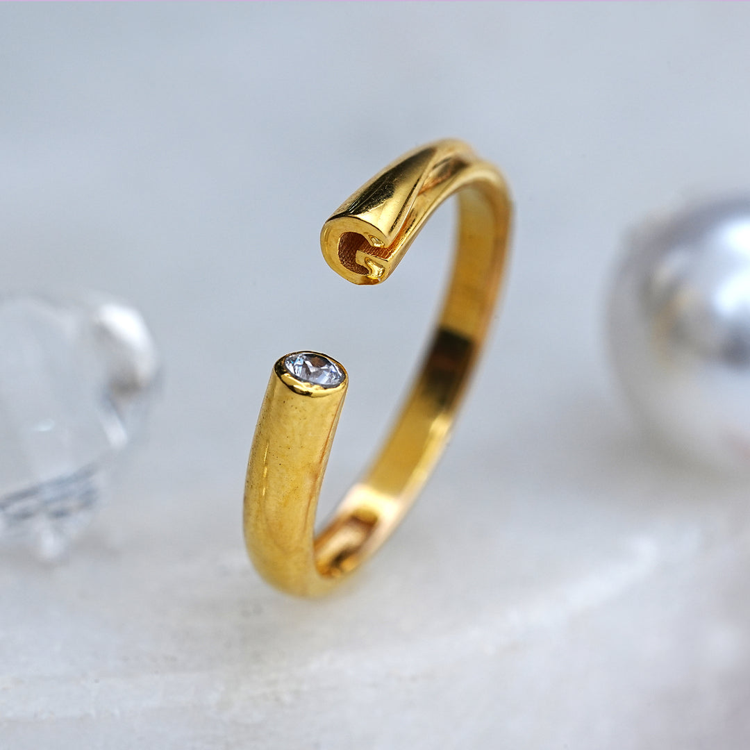 9K Gold Ring with CZ Stone for Office Wear