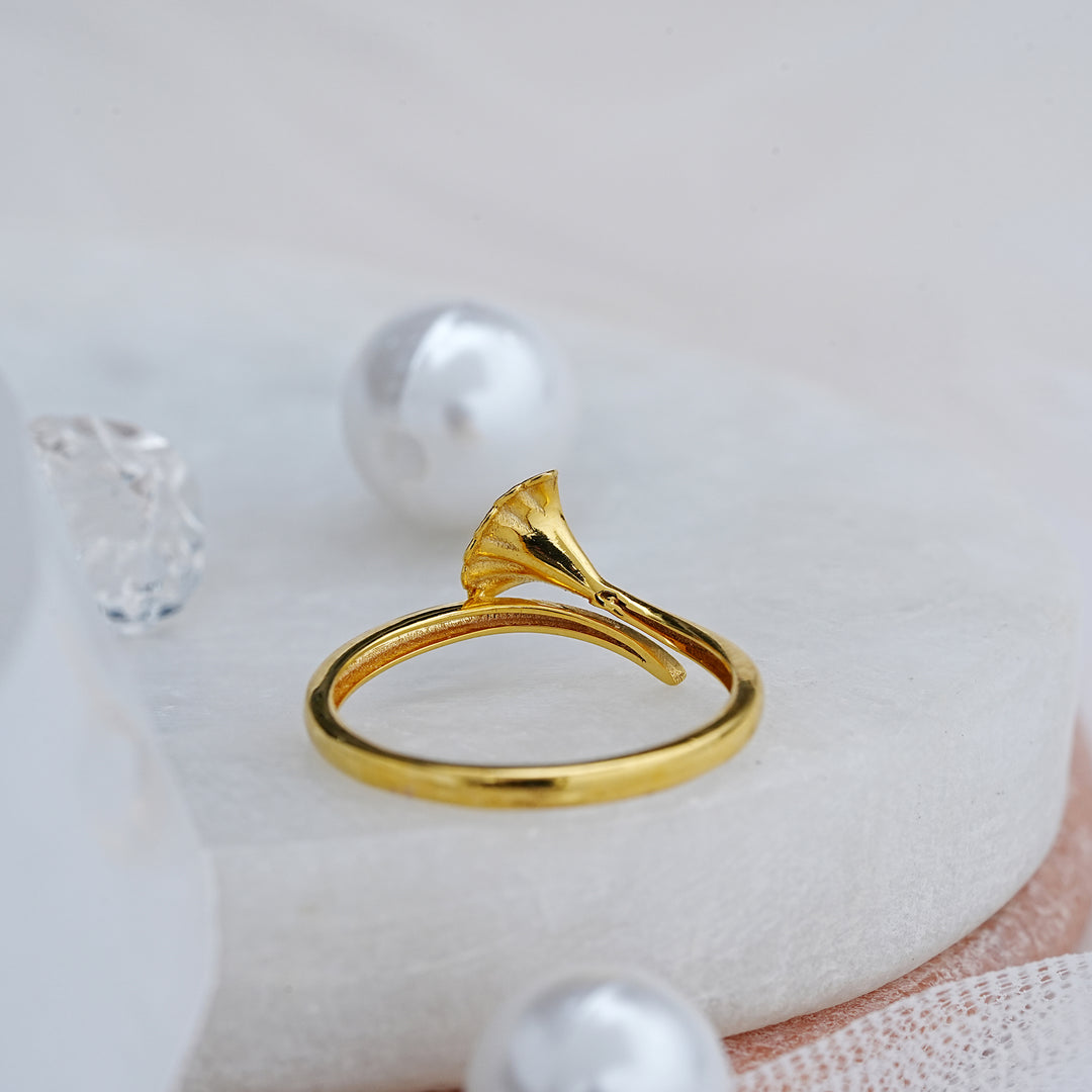 9K Gold Floral Ring for Daily Wear, Office Wear