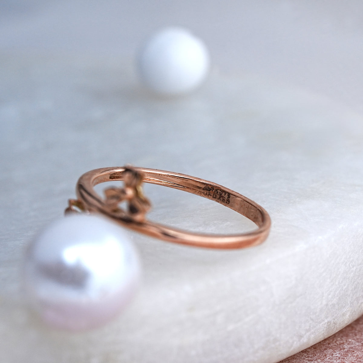 9k rose gold floral ring for office wear