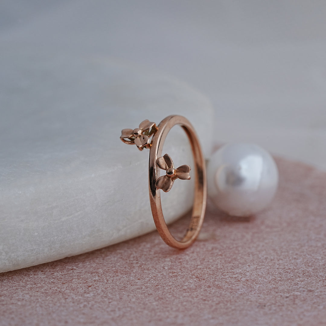 9K Rose Gold Floral Ring for Office Wear