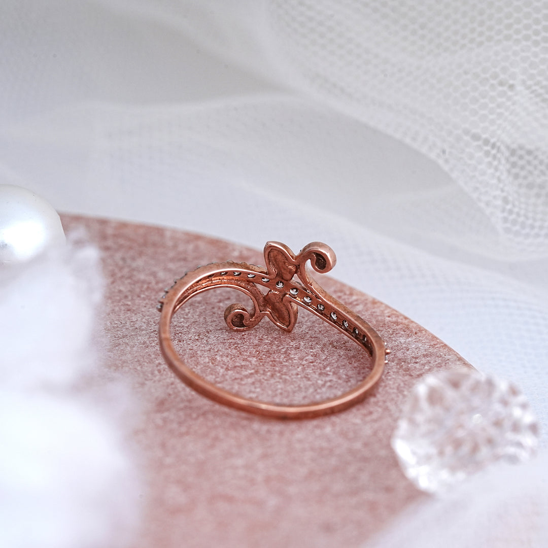 9K Rose Gold Ring with CZ Stone