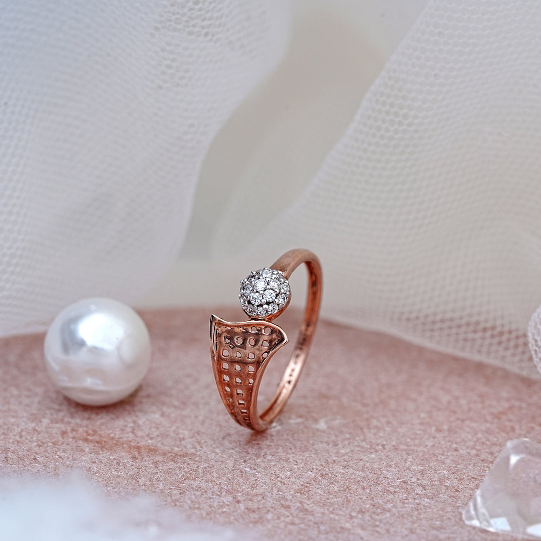 9K Rose Gold Ring with CZ Stone