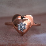 Load image into Gallery viewer, 9K Rose Gold Heart Ring with CZ Stone
