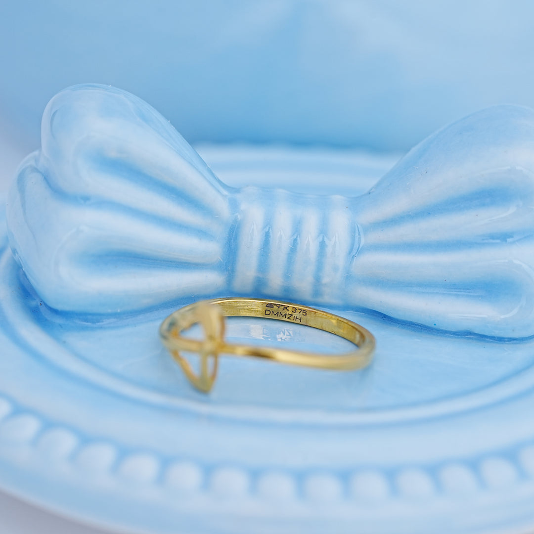 9K Gold Heart Ring for Daily Wear, Office Wear