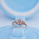 Load image into Gallery viewer, 9K Rose Gold Floral Ring with CZ Stone
