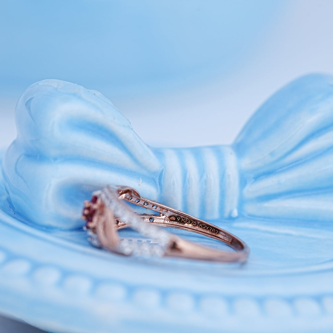 9K Rose Gold Ring with Multicolour Stones