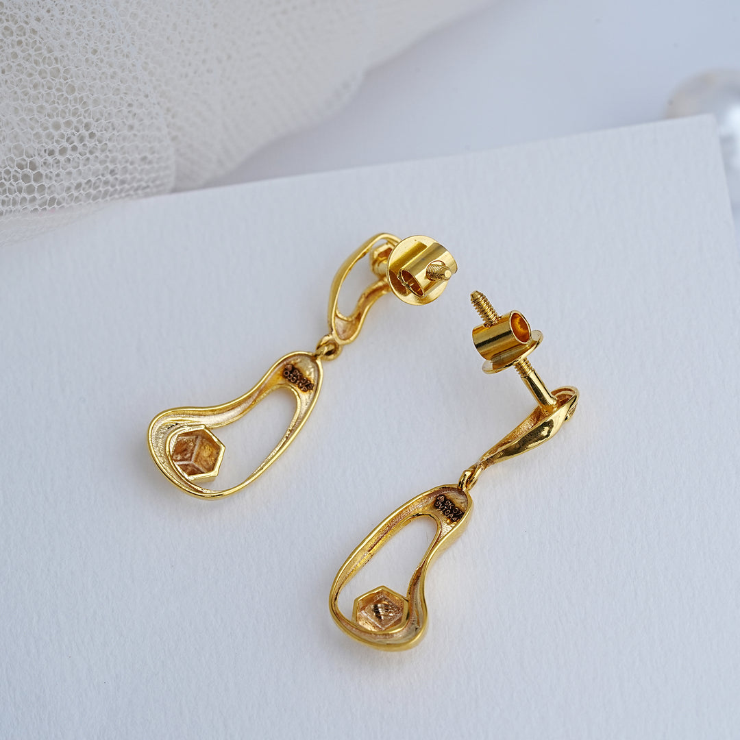 9K Gold Drop Earrings for Daily Wear, Office Wear